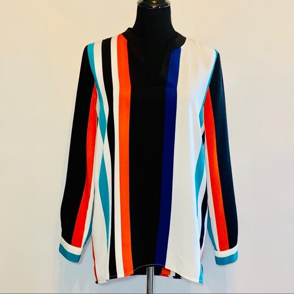Vince Camuto multicolor striped v neck tunic top size Small - Picture 1 of 11